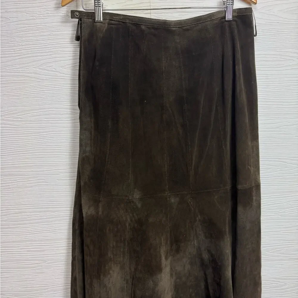 Prosper & Devine Vintage Brown Leather Maxi Skirt‎ Size 8